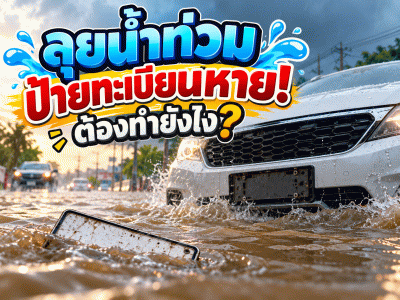ลุยน้ำท่วมมา ถึงบ้านแล้ว ป้ายทะเบียนหาย ทำยังไงดี